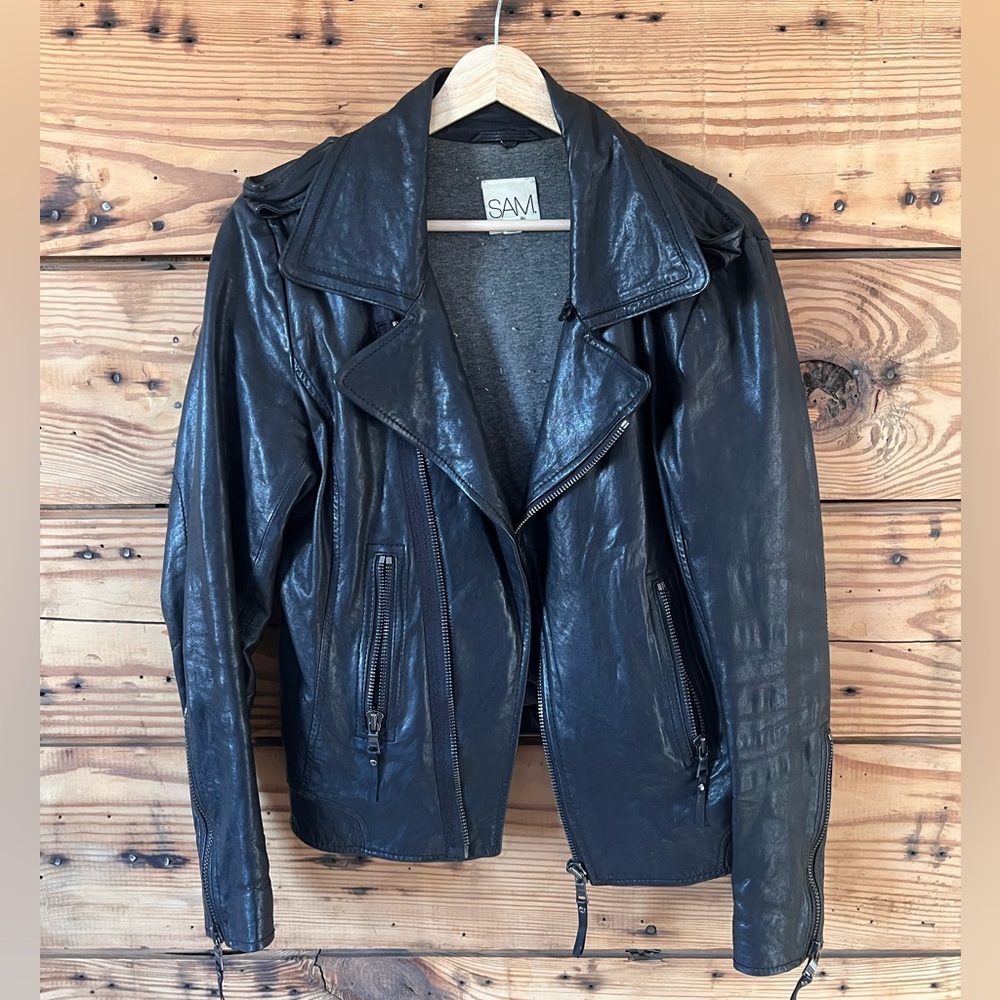 Genuine leather motorcycle jacket